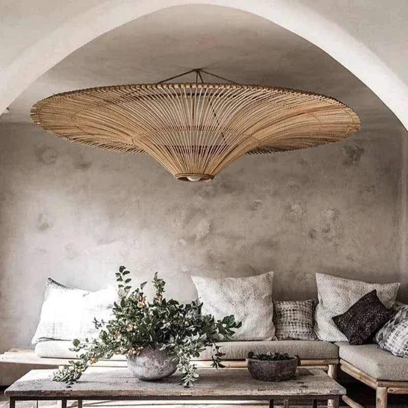 Eclairage suspension Suspension XXL en rotin de style japandi 60 CM / ROTIN LASURÉ