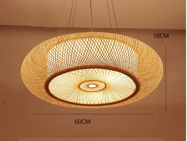 Eclairage suspension Suspension ronde en bambou style Japandi 60CM