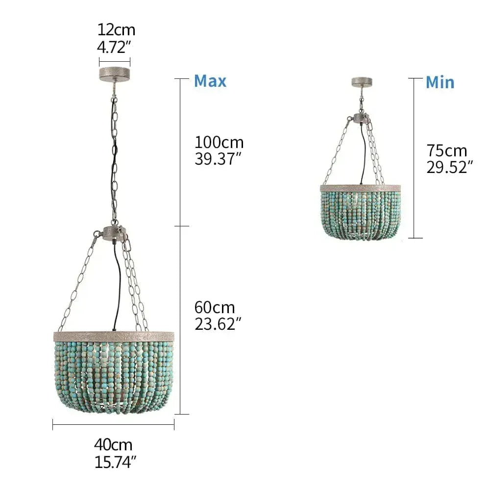 Eclairage suspension Suspension en perle de bois style baroque 7
