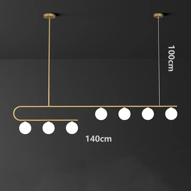 Eclairage suspension Suspension globes en verre opaline et métal doré 7 TÊTES / LUMIÈRE FROIDE