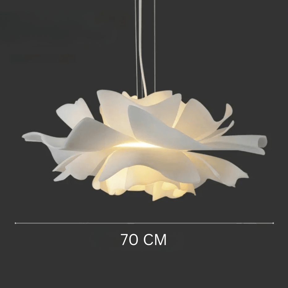 Eclairage suspension Suspension fleur blanche design moderne 70 CM / AMPOULE TRICOLORE ( CONTRÔLE INTERRUPTEUR )