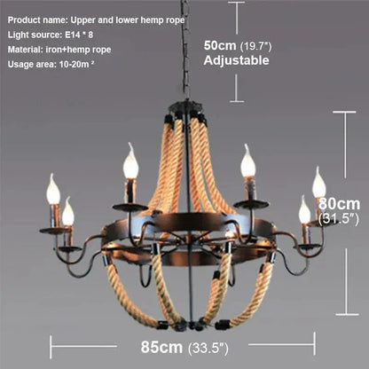 ECLAIRAGE SUSPENSION Suspension luminaire en corde style rustique 8 LAMPES