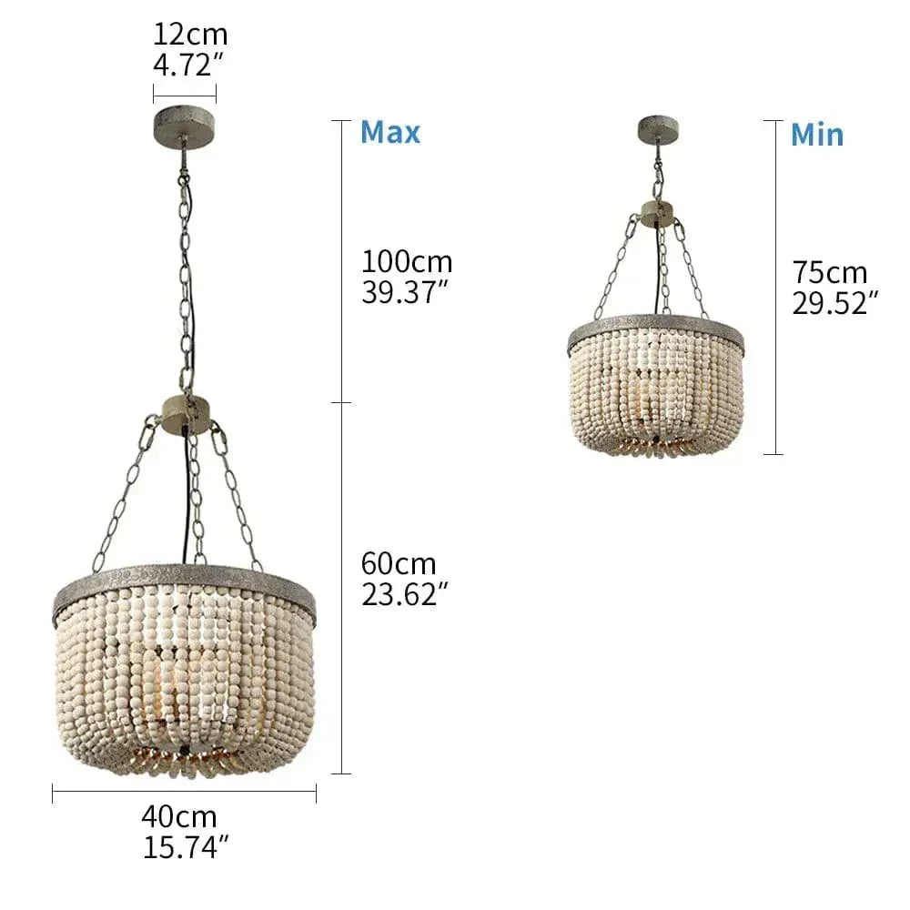 Eclairage suspension Suspension en perle de bois style baroque 8
