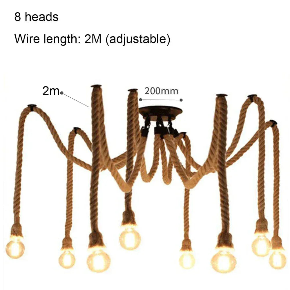 ECLAIRAGE SUSPENSION Suspension araignée en cordage 8 TÊTES  2m