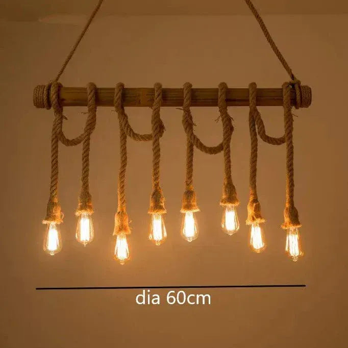 ECLAIRAGE SUSPENSION Suspension en bambou avec cordage 8 TÊTES