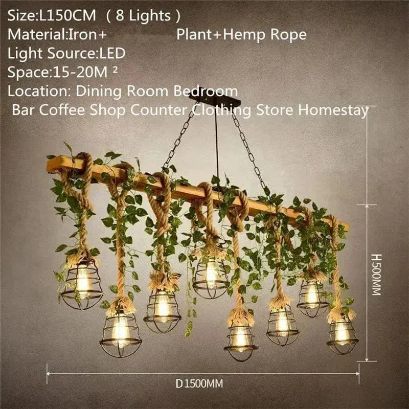 ECLAIRAGE SUSPENSION Suspension en corde et lierre 8 TÊTES