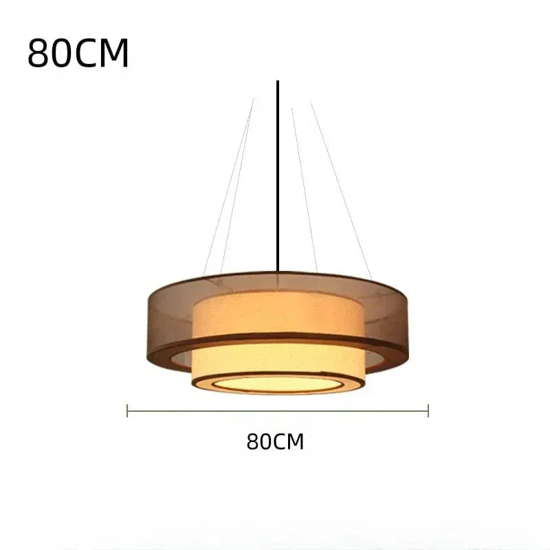 Eclairage suspension Suspension en tissu abats-jour superposé 80 CM A / LUMIÈRE CHAUDE