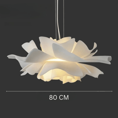 Eclairage suspension Suspension fleur blanche design moderne 80 CM / AMPOULE TRICOLORE ( CONTRÔLE INTERRUPTEUR )
