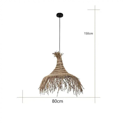 Eclairage suspension Suspension en paille style Wabi-Sabi 80 CM