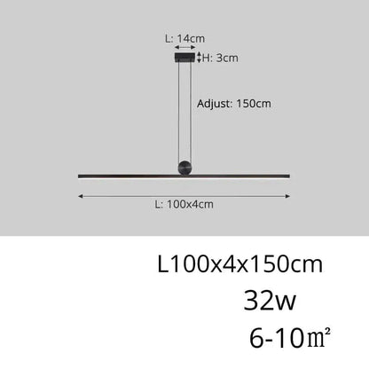 ECLAIRAGE SUSPENSION Suspension barre led moderne design minimaliste A 100cm / DIMMABLE CONTRÔLE INTERRUPTEUR MURALE