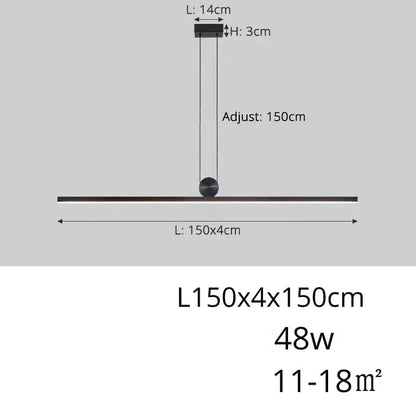 ECLAIRAGE SUSPENSION Suspension barre led moderne design minimaliste A 150cm / DIMMABLE CONTRÔLE INTERRUPTEUR MURALE