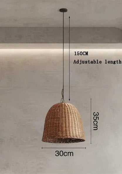 Eclairage suspension Suspension en rotin panier tressé A-30CM / LUMIÈRE NEUTRE 4000k