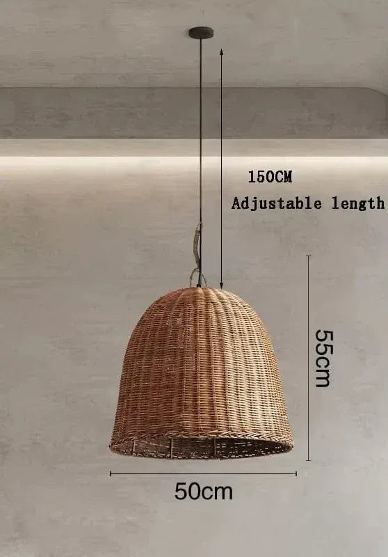 Eclairage suspension Suspension en rotin panier tressé A-50CM / LUMIÈRE NEUTRE 4000k