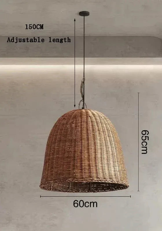 Eclairage suspension Suspension en rotin panier tressé A-60CM / LUMIÈRE NEUTRE 4000k