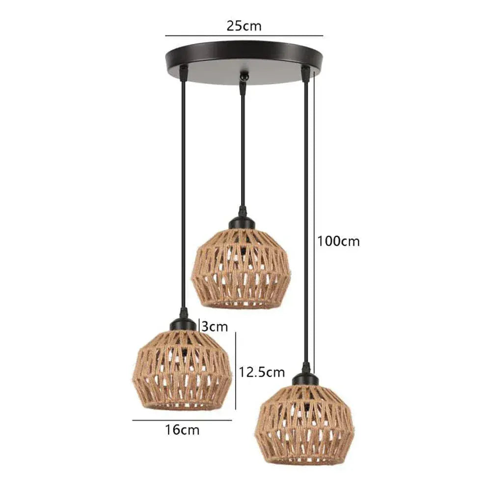 ECLAIRAGE SUSPENSION Suspension triple corde de chanvre à base ronde A