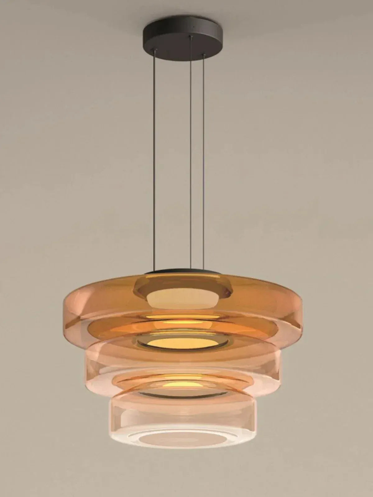 Eclairage suspension Suspension abat-jour en verre AMBRE 25cm 35cm 45cm / LUMIÈRE CHAUDE