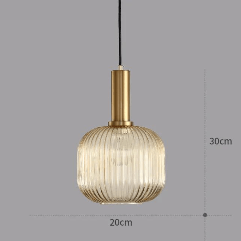 Eclairage suspension Petite suspension en verre ornée de laiton AMBRE
