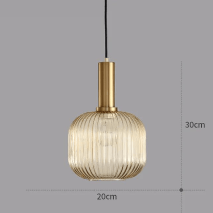 Eclairage suspension Petite suspension en verre ornée de laiton AMBRE