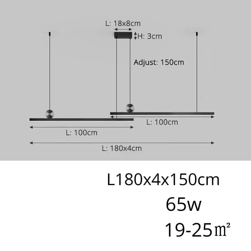 ECLAIRAGE SUSPENSION Suspension barre led moderne design minimaliste B 100x100cm / DIMMABLE CONTRÔLE INTERRUPTEUR MURALE