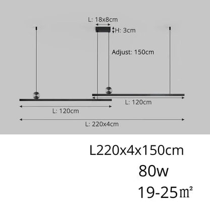 ECLAIRAGE SUSPENSION Suspension barre led moderne design minimaliste B 120x120cm / DIMMABLE CONTRÔLE INTERRUPTEUR MURALE