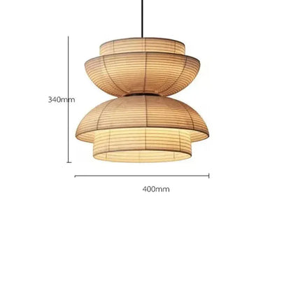 Eclairage suspension Suspensions en papier style Japandi B 40cm / BEIGE / LUMIÈRE CHAUDE
