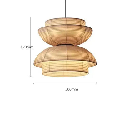 Eclairage suspension Suspensions en papier style Japandi B 50cm / BEIGE / LUMIÈRE CHAUDE