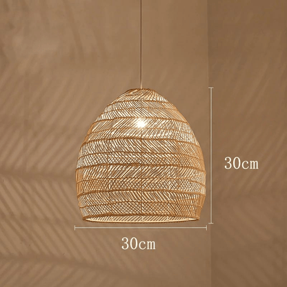 Eclairage suspension Suspension en rotin ajourée design bohème-chic BEIGE 30CM