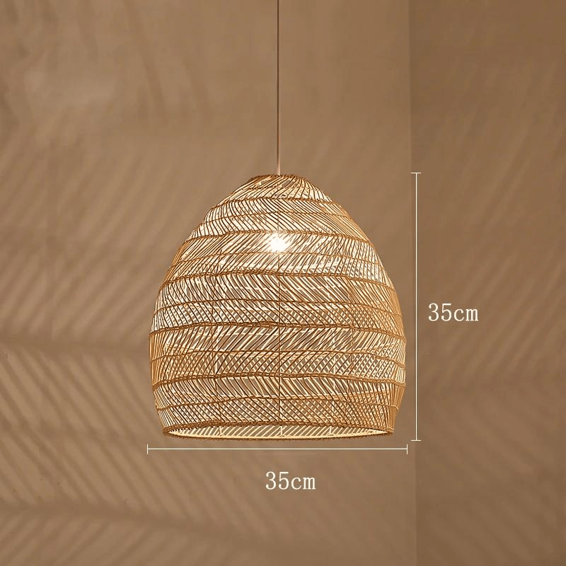 Eclairage suspension Suspension en rotin ajourée design bohème-chic BEIGE 35CM