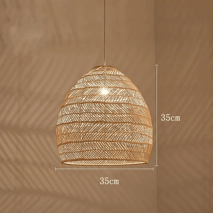 Eclairage suspension Suspension en rotin ajourée design bohème-chic BEIGE 35CM