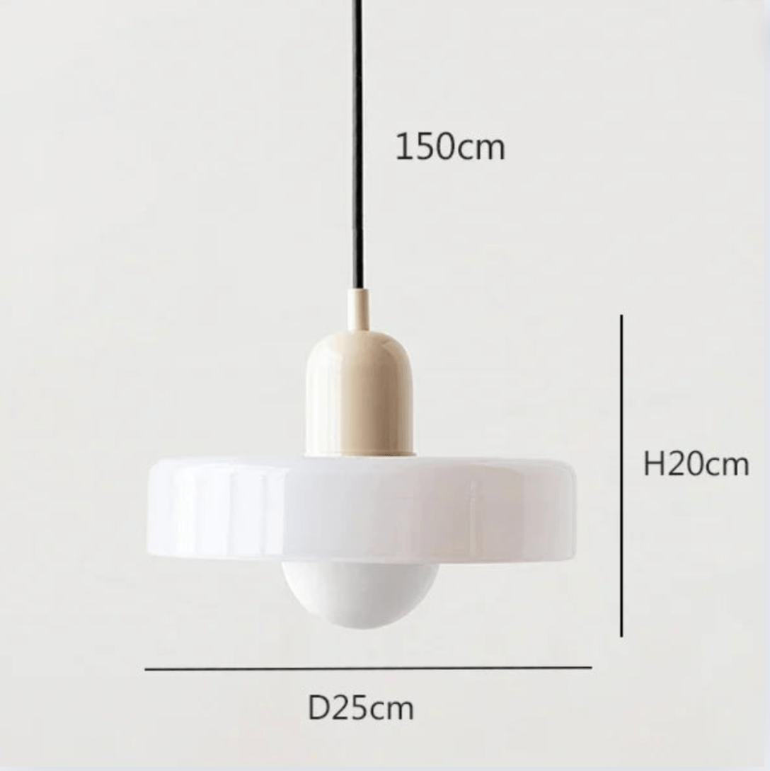 Eclairage suspension Suspension scandinave vintage en verre BEIGE ET BLANC