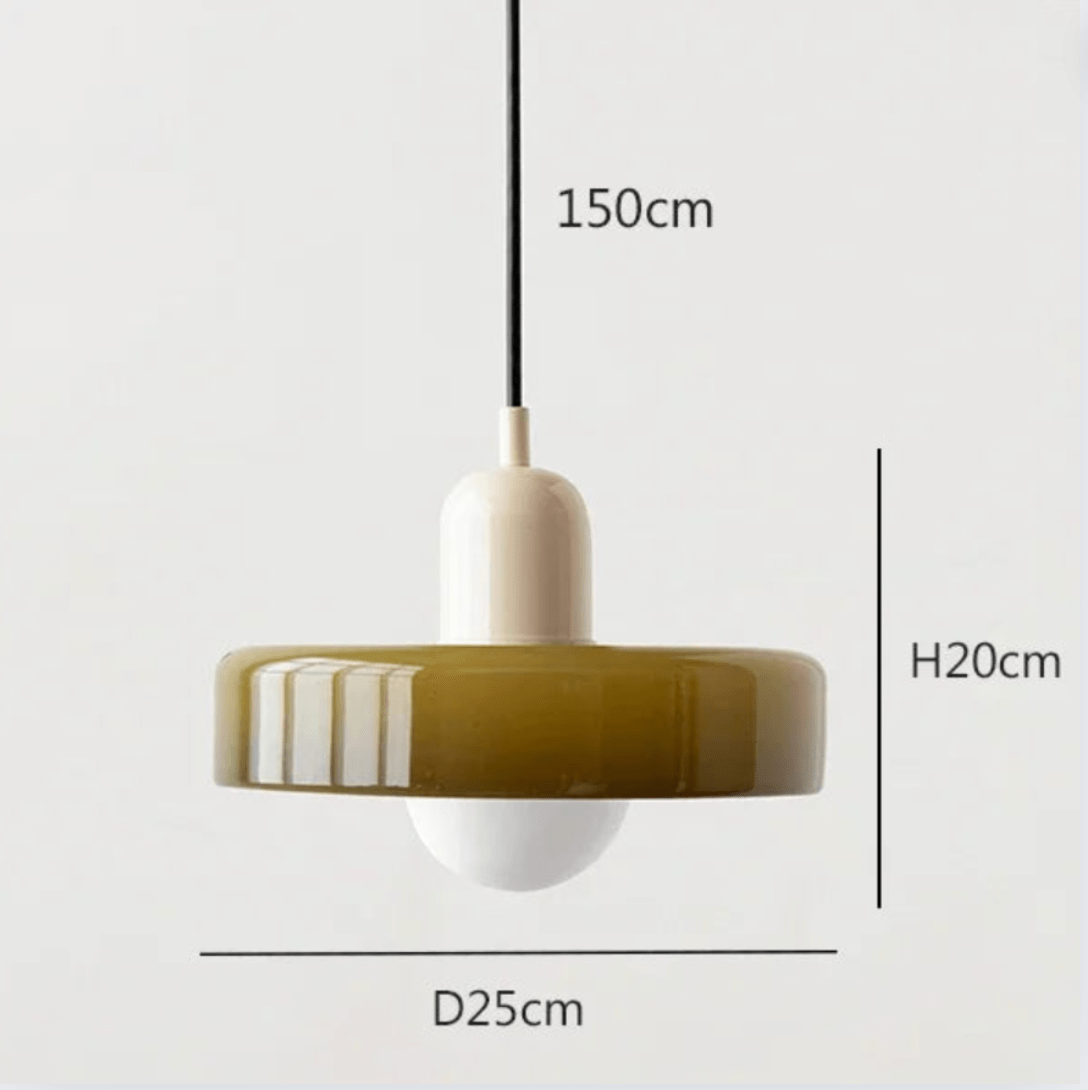Eclairage suspension Suspension scandinave vintage en verre BEIGE ET VERT
