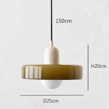 Eclairage suspension Suspension scandinave vintage en verre BEIGE ET VERT