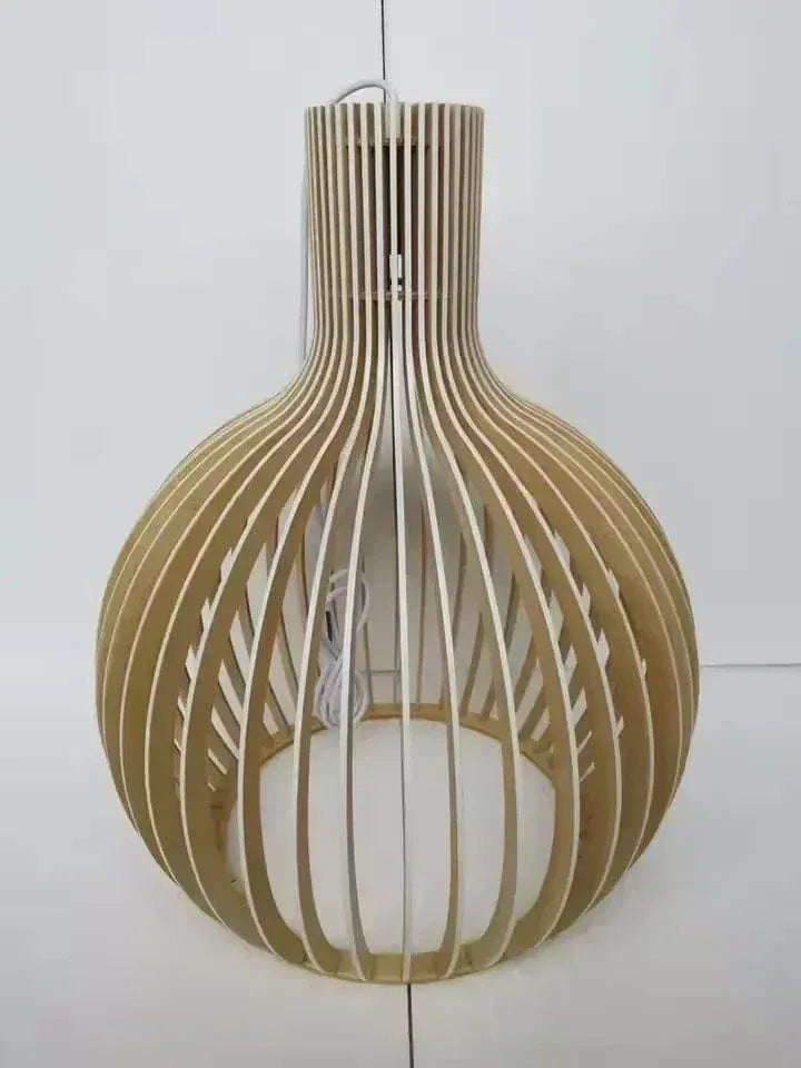 Eclairage suspension Suspension en bois art moderne BLANC ET BOIS / 23 CM / BLANC