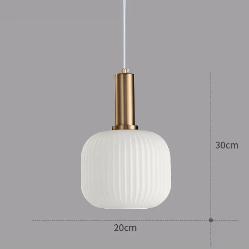 Eclairage suspension Petite suspension en verre ornée de laiton BLANC