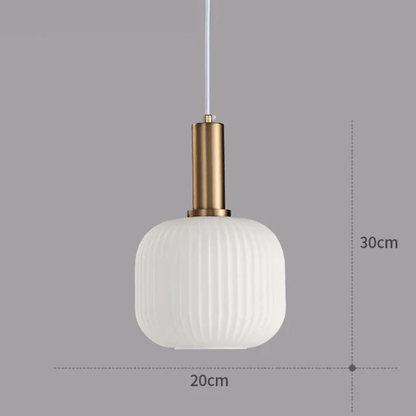 Eclairage suspension Petite suspension en verre ornée de laiton BLANC