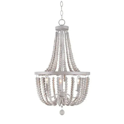 Eclairage suspension Suspension baroque en perle de bois BLANC