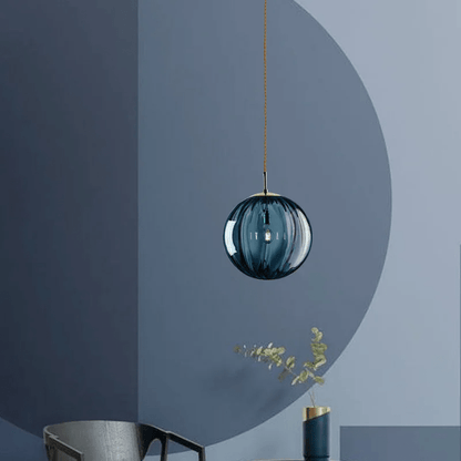 Eclairage suspension Suspension boule verre colorée BLEU / 15 CM