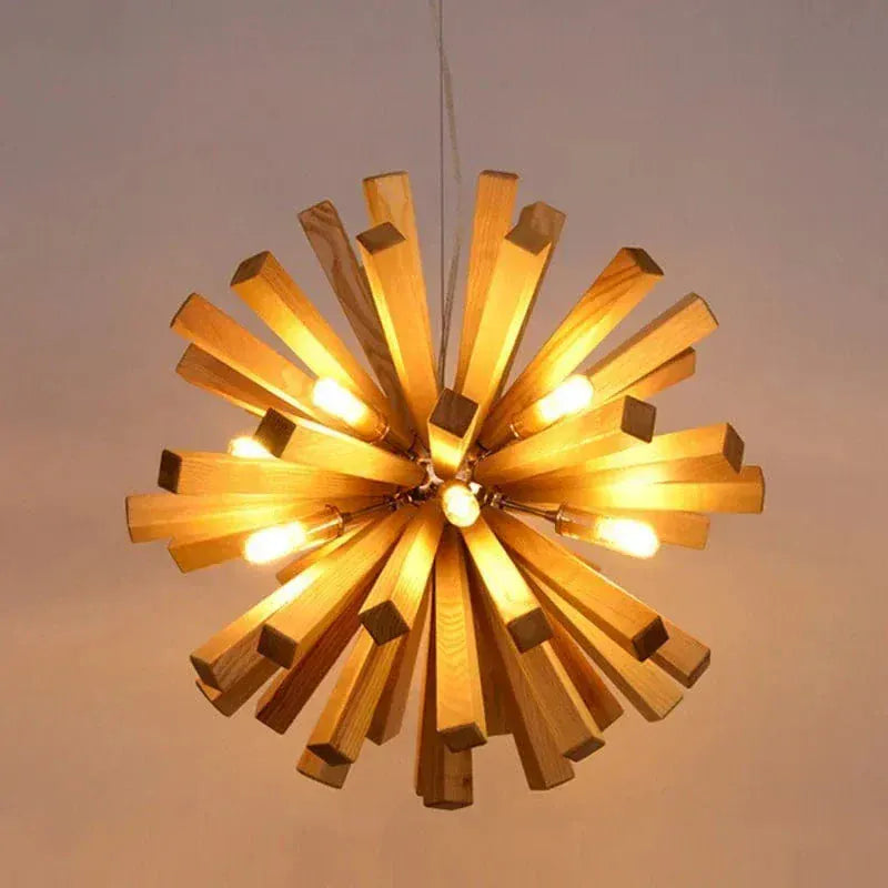 Eclairage suspension Suspension en bois étoile BOIS CLAIR / DIAMÈTRE DE LA TÊTE 52 CM / LUMIÈRE CHAUDE