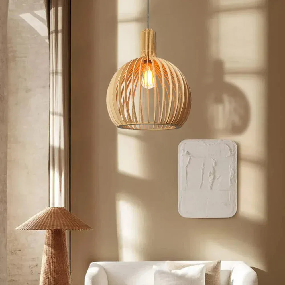 Eclairage suspension Suspension en bois art moderne BOIS SEULEMENT / 23 CM / BLANC