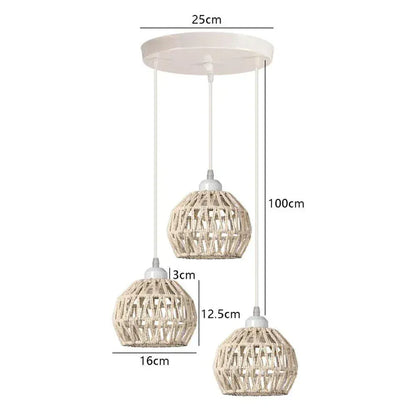 ECLAIRAGE SUSPENSION Suspension triple corde de chanvre à base ronde C