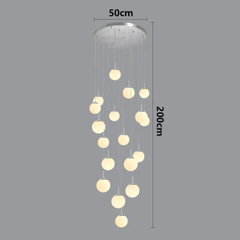 ECLAIRAGE SUSPENSION Suspension haut plafond boule de verre opaline CHROME 18 / DIMMABLE AVEC TÉLÉCOMMANDE