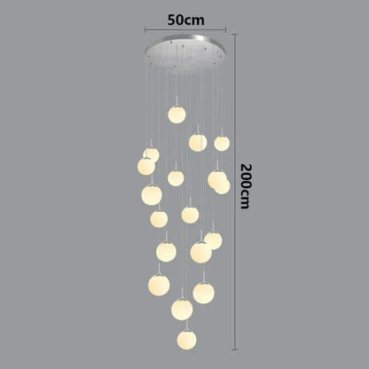 ECLAIRAGE SUSPENSION Suspension haut plafond boule de verre opaline CHROME 18 / DIMMABLE AVEC TÉLÉCOMMANDE