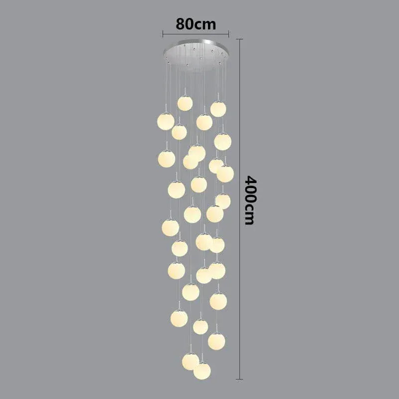ECLAIRAGE SUSPENSION Suspension haut plafond boule de verre opaline CHROME 48 / DIMMABLE AVEC TÉLÉCOMMANDE