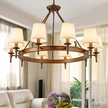 Eclairage suspension Suspension abat-jour maison de campagne DIAMÈTRE 100 CM HAUTEUR 70 CM / 10 TÊTES / CUIVRE
