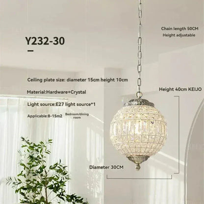 ECLAIRAGE SUSPENSION Suspension boule orientale en cristal DIAMÈTRE 30 CM / LUMIÈRE CHAUDE