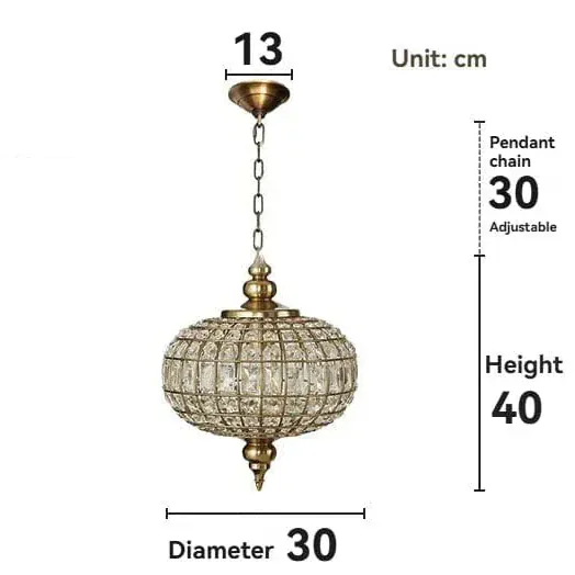Eclairage suspension Suspension orientale en cristal DIAMÈTRE 30CM CUIVRE / LUMIÈRE NEUTRE 4000k