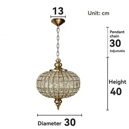 Eclairage suspension Suspension orientale en cristal DIAMÈTRE 30CM CUIVRE / LUMIÈRE NEUTRE 4000k