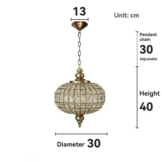 Eclairage suspension Suspension orientale en cristal DIAMÈTRE 30CM FER FORGÉ / LUMIÈRE NEUTRE 4000k