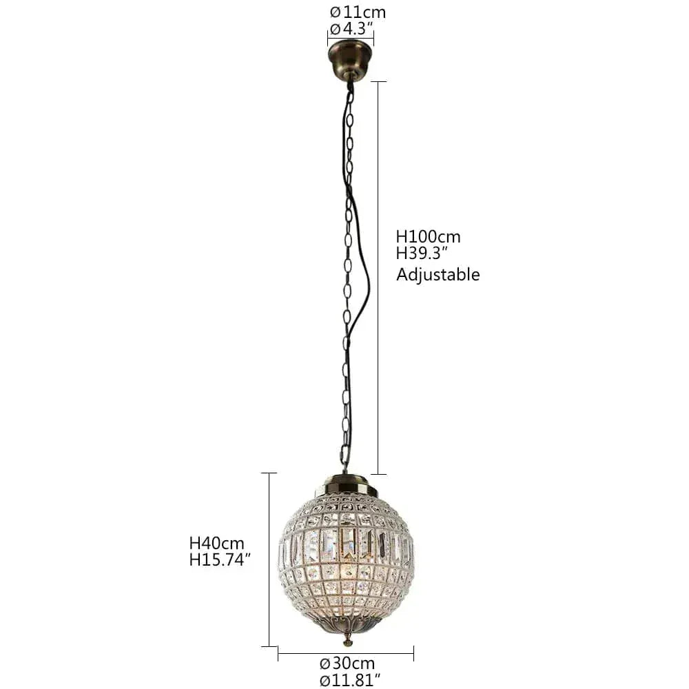 ECLAIRAGE SUSPENSION Suspension baroque boule en cristal DIAMÈTRE-30CM