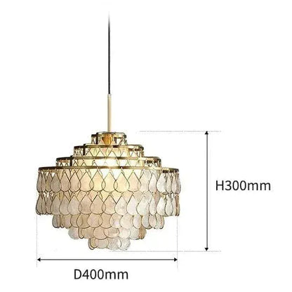 ECLAIRAGE SUSPENSION Suspension coquillage doré DIAMÈTRE 40 CM HAUTEUR 35 CM / LUMIÈRE FROIDE
